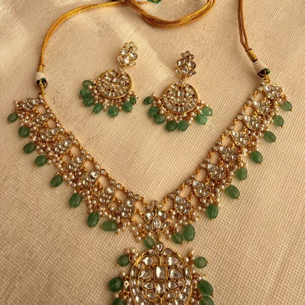 Jadau Kundan Festive Choker Set with Mint Green Drops