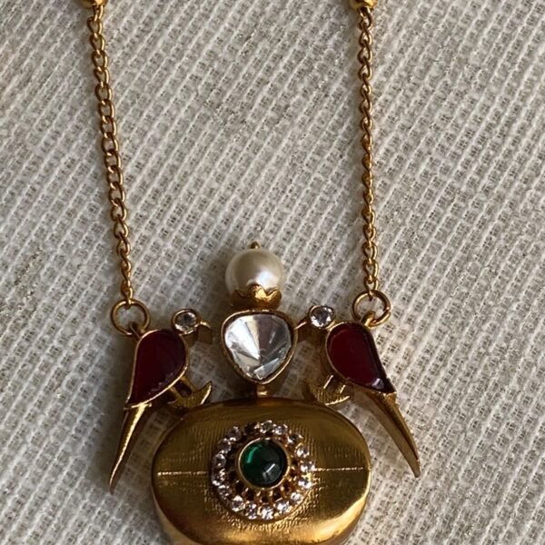 Moissanite Peacock Bird Fusion Pendant Set with Long Chain & Stud Earrings 1