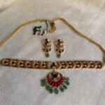 Rajasthani Kundan Meenakari Choker Necklace Set with Drop Earrings